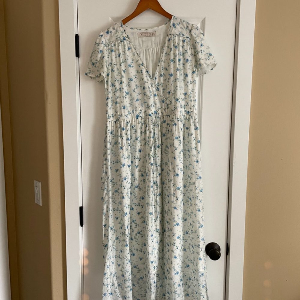 Christy Dawn White and Blue Floral Dawn Dress